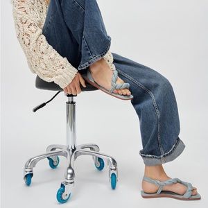 ZARA NWT LIGHT BLUE LEATHER WOVEN SANDALS